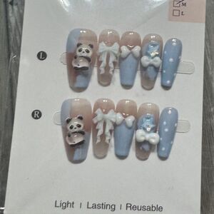 Teddy Bear & Bow‎ Nails (Whimsical & Kawaii)